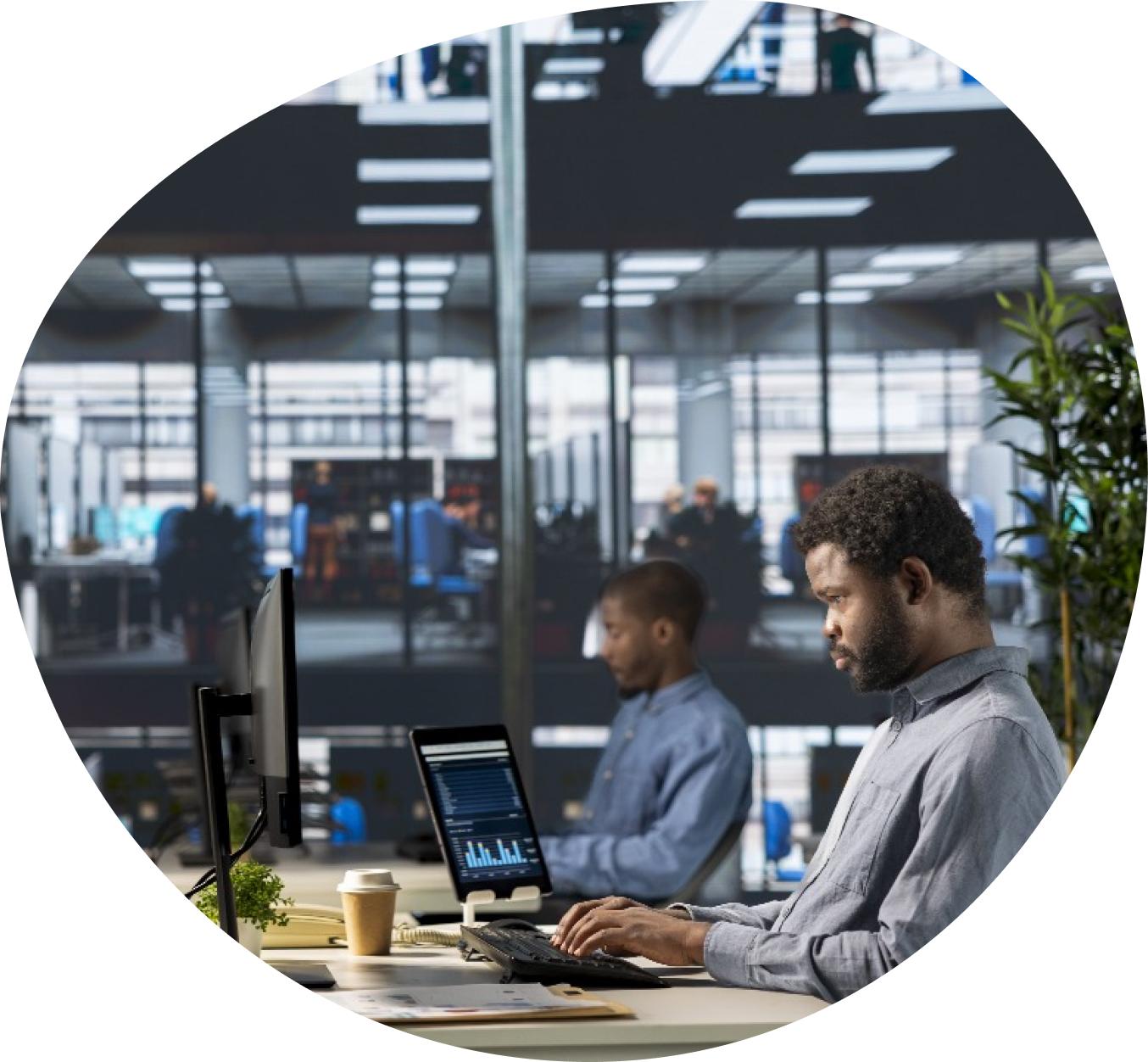 Office workspace showcasing teamwork